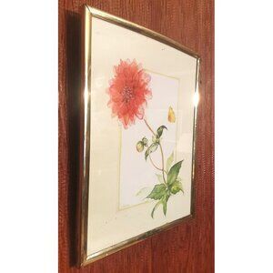 Framed Jean Thornton Dahlia Print Butterfly Vintage 1980s Botanical Wall Art